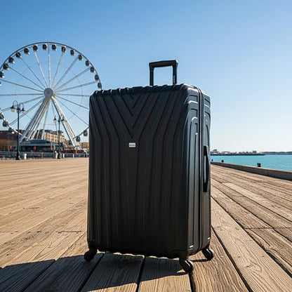 InUSA VASTY Luggage with Spinner Wheels | Durable Lightweight Hardside Suitcase, Travel Bag with Handle and Trolley, 32-Inch Extra-Large Checked Luggage | Black - color: Black, size: 32 Inch