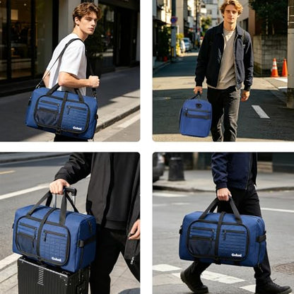 65L Foldable Duffle Bag for Travel, Large Durable Travel Duffel Bag - color: Blue