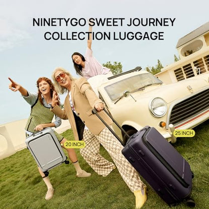 NINETYGO Medium Checked Luggage Flat Top Opening, 25 Inch, Sweet Journey - color: 05-Creamy Matcha Tea, size: Checked 25-Inch (Top Opening, 72L)