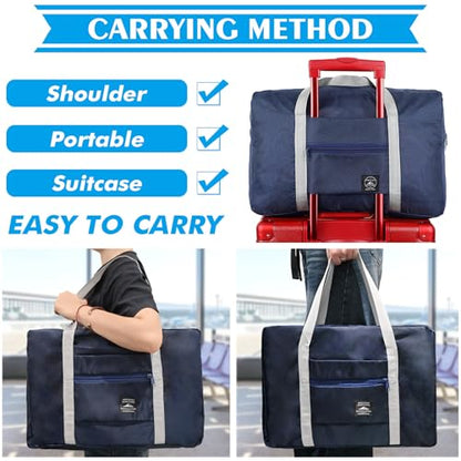 Travel Bag 36 Packes Carry on Luggage Foldable Duffel Bag Sports Gym Bag Weekender Overnight Bag Water Resistant Nylon Travel Duffel for Men Women - color: Blue 36 PCS
