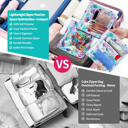 HIONXMGA Set of 3 Clear Travel Toiletry Bag, TSA Approved, Quart Size S/M/L - color: Watercolor, Mixed Sizes