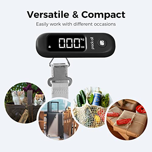 pack all Digital Luggage Scale for Travel, 110Lbs Capacity, 0.1Lb Precision - color: Black