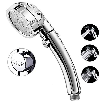 Marbrasse High Pressure Shower Head, 3-Settings Handheld Showerhead with ON/Off Full Shutoff Push Button and Switch to Control Flow, Angle-Adjustable Water Saving Body Sprays(Chrome) - color: Chrome, 1Pack