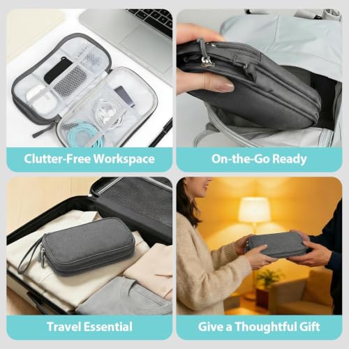 Double Layer Cable Organizer Bag, Travel Tech Pouch, Dark Gray - color: Dark Gray, size: Medium