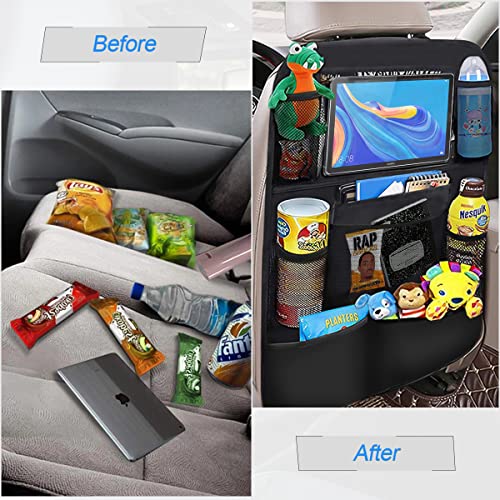 Black Oxford Fabric Car Backseat Storage Caddy, 25 x 19 Inches, 9 Compartments, 11 Inch iPad Holder - size: 17.7“x25.5"