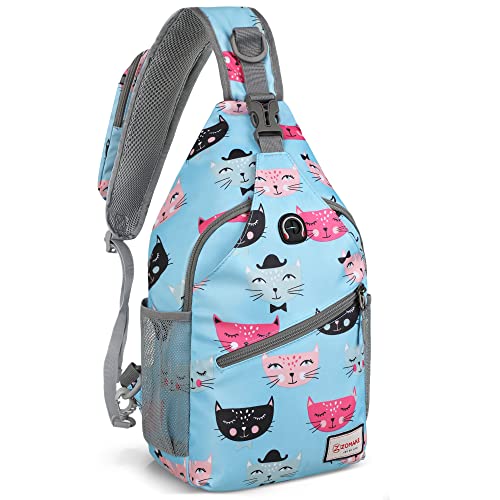 ZOMAKE Sling Bag,Small Crossbody Sling Backpack Shoulder Daypack for Travel - color: Cat Head, size: 8L