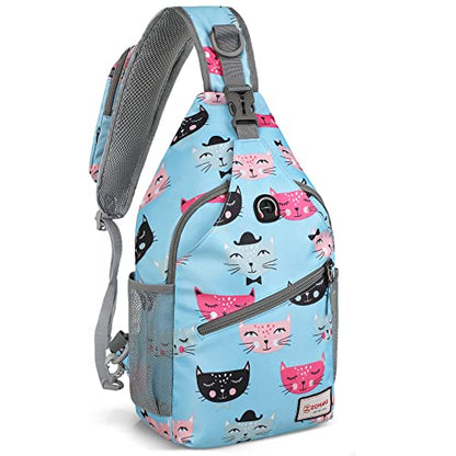 ZOMAKE Sling Bag,Small Crossbody Sling Backpack Shoulder Daypack for Travel - color: Cat Head, size: 8L