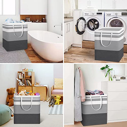 HomeHacks 2 Pack Large Laundry Baskets, Laundry Hampers Bags (Grey 100Lx2) - color: Grey, size: 100L