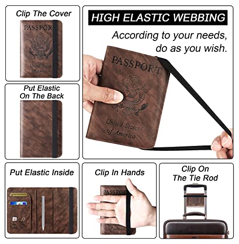 LOHASLIFE Passport Holder for Travel, Rfid Blocking Passport Cover Wallet - color: 116#Coffee
