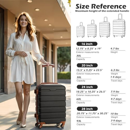 Coolife Luggage Set, Lightweight Durable Hardshell, 4 piece, Apricot White - color: Family Set-Apricot White