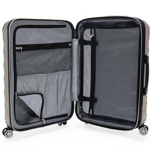 Kenneth Cole REACTION Diamond Tower Collection Lightweight Hardside Expandable 8-Wheel Spinner Travel Luggage, Rye, 28-Inch Checked - color: Rye, size: 28-Inch Checked