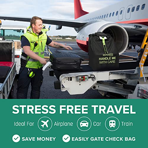 Car Seat Travel Bag for Airplane, Backpack Straps, Fits Most Car Seats - color: Black with Green