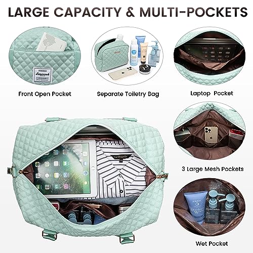 LOVEVOOK Travel Duffle Bag,Weekender Bags for Women with Shoe Compartment - color: C-Light Green, size: Large-2 Pcs