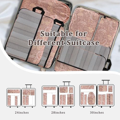 U+U 10 Set Compression Packing Cubes, Travel Organizers (Paisley Pattern) - color: Paisley Pattern, size: 10 Set