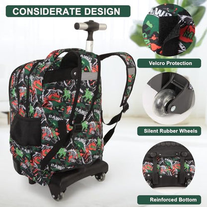 Tilami Rolling Backpack for Boys and Girls,Sunflower - color: Hello Dino