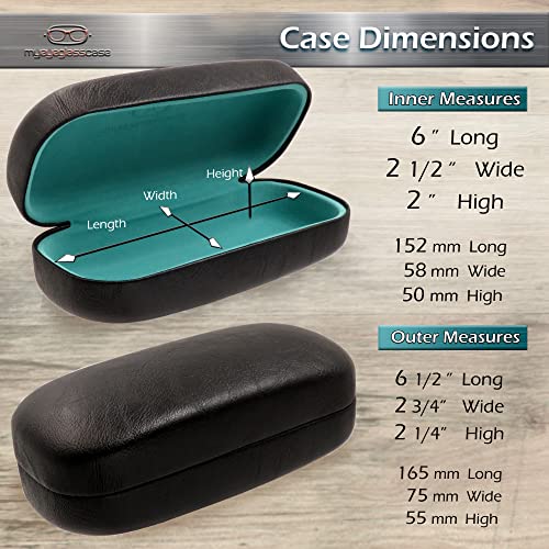 MyEyeglassCase Extra Large Hard Shell Sunglasses Case for Large Rectangular Frames, Eyeglass Case with Pouch & Cloth - color: As505 Black3