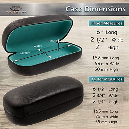 MyEyeglassCase Extra Large Hard Shell Sunglasses Case for Large Rectangular Frames, Eyeglass Case with Pouch & Cloth - color: As505 Black3