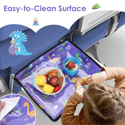 Kids Tray Table Cover, Airplane Tray Cover with Pockets - color: Blue