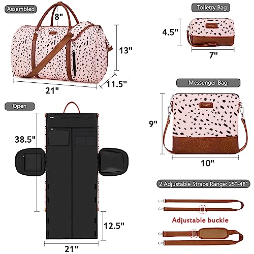Convertible 2-in-1 Garment Bags for Travel with Waterproof Shoe Compartment - color: E-Pink Leopard