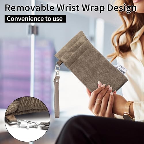 Face Shadow Double Glasses Case Soft Eyeglass Case For Women Men - color: Canvas Brown