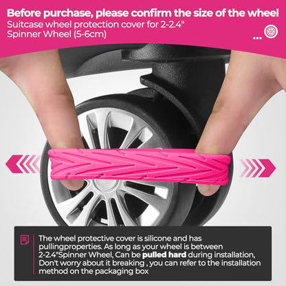 8Pcs Upgrade Luggage Wheel Covers, Travel Accessories (Hot Pink) - color: Hot pink