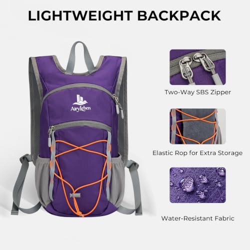 14L Small Hiking Backpack, Packable Travel Daypack for Men Women - color: Purple