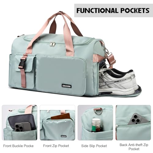 Eslcorri 42L Gym & Travel Duffel Backpack with Shoe & Wet Compartment, Pink - color: 42L-Pink