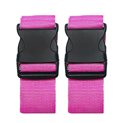 2 Pack Suitcase Belts, Adjustable Luggage Straps, Bright Colors Travel Packing Straps with Quick Release Buckle (Pink) - color: Pink