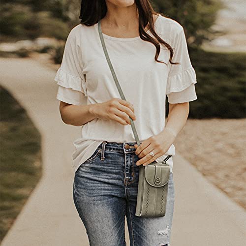 S-ZONE Women RFID Blocking Crossbody Cell Phone Purse PU Leather Wallet - color: Grey
