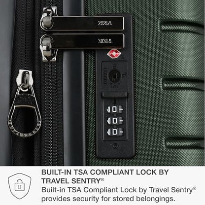 Traveler's Choice Archer Polycarbonate Hardside Spinner Luggage Set, Tie Down Straps, Green, Checked 29-Inch - color: Green, size: 1-Piece (Checked 29-Inch)