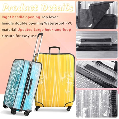 Suitcase Covers for Luggage 3 Pack 0.4mm Heavy Duty Clear PVC Waterproof | Travel Suitcase Protector Cover Anti Scratch Dustproof Suitcase Sleeve Fits 20 24 28 Inch Wheels Baggage - color: Black
