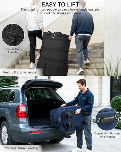 MILADA Expandable Luggage Bags for Travel Large Suitcases with Wheels - color: Black