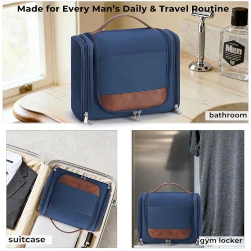 Ralnitote Toiletry Bag for Men, Large Hanging Travel Toiletry Bag, Navy - color: Navy