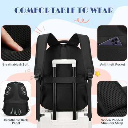kadilong Teen Girls School Backpack Set,Laptop Backpack for College Student Women Middle High School Bookbag Mochila Escolares para Niñas Mujeres,Black - color: 3 Pack-black, size: 15,6 inch