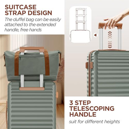 SHOWKOO 5pcs Luggage Set, 100% PC Durable Hardshell Suitcase - color: Army Green, size: 5PCS