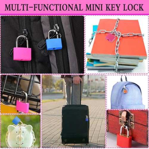 3 Pcs Small Locks with Keys,Multicolor Mini Key Locks, Plastic-Covered Copper Keyed Padlock for Luggage, Backpack, Gym Locker, Suitcase, Boxes - color: Multicolor 3 pcs