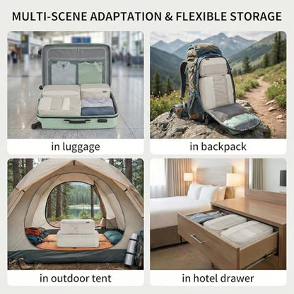 4 Piece Compression Packing Cubes for 3–7 Day Travel, Off White - color: Off White