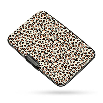 Credit Card Holder RFID Aluminum card case Leopard mini Wallet Women Men - color: Black Brown Leopard