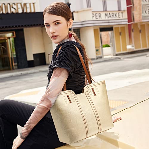 Montana West Tote Bag for Women Top Handle Satchel Purse - color: Light Gold