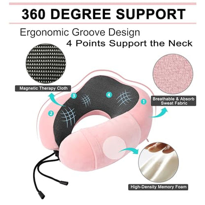 urnexttour Travel Pillow and Blanket Set Neck Pillow Airplane Foam Pink - color: A-pink