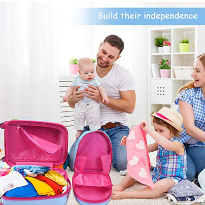 GYMAX Kids Carry On Luggage Set, 12" & 16" 2PCS Rolling Suitcase - color: Deer