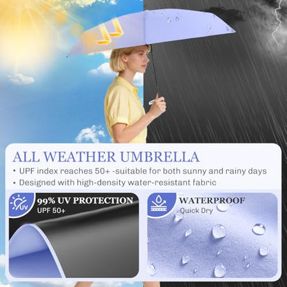 TOPSAIL Mini Umbrella for Travel, UPF 50+ UV Sun & Rain Protection, Compact 6k Folding Pocket Umbrella with Case for Purse, Backpack - color: Purple