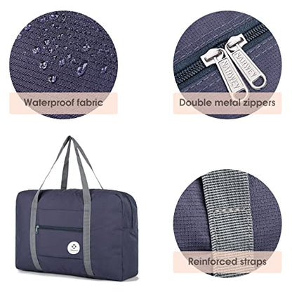 Narway Personal Item Travel Bag, Foldable Carry on Duffle Bag for Women Men - color: AB-Dark Blue