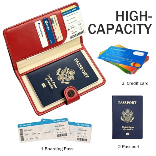 ZOPPEN Passport Holder RFID Blocking Travel Wallet, Scarlet Red - color: Red