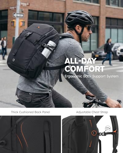 Tolaccea 30L Travel Backpack 15.6" Laptop Carry On Daypack for Work College - color: Black