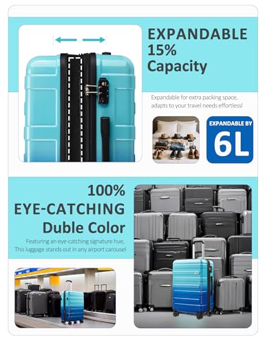 Tolino Checked 24 In Expandable Luggage Hardside Suitcase with Wheels - color: Ice, size: M(24 In)