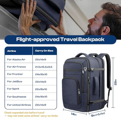 Expandable 1-7 Days Travel Backpack,TSA Approved Carry On Backpack - color: Blue, size: 18.4Inch