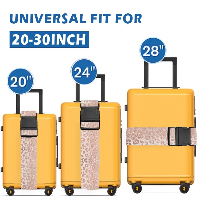 Luggage Straps for Suitcases Travel Belt Accessories, Cute Suitcase Strap, Adjustable Luggage Belt Strap, Heavy Duty with Quick-Release Buckle Luggage Strap Glitter Leopard - color: Glitter Leopard