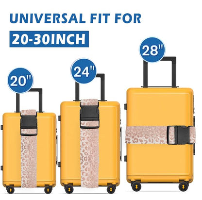 Luggage Straps for Suitcases Travel Belt Accessories, Cute Suitcase Strap, Adjustable Luggage Belt Strap, Heavy Duty with Quick-Release Buckle Luggage Strap Glitter Leopard - color: Glitter Leopard