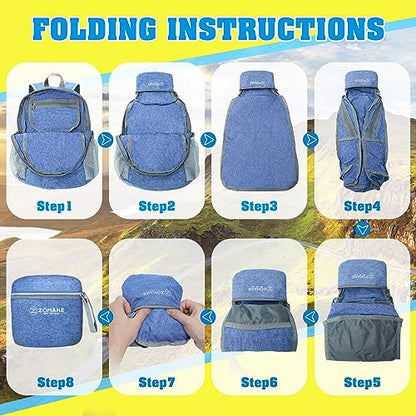 ZOMAKE Lightweight Packable Backpack, 10L Small Foldable Daypack for Hiking - color: Dark Blue A5, size: 10L